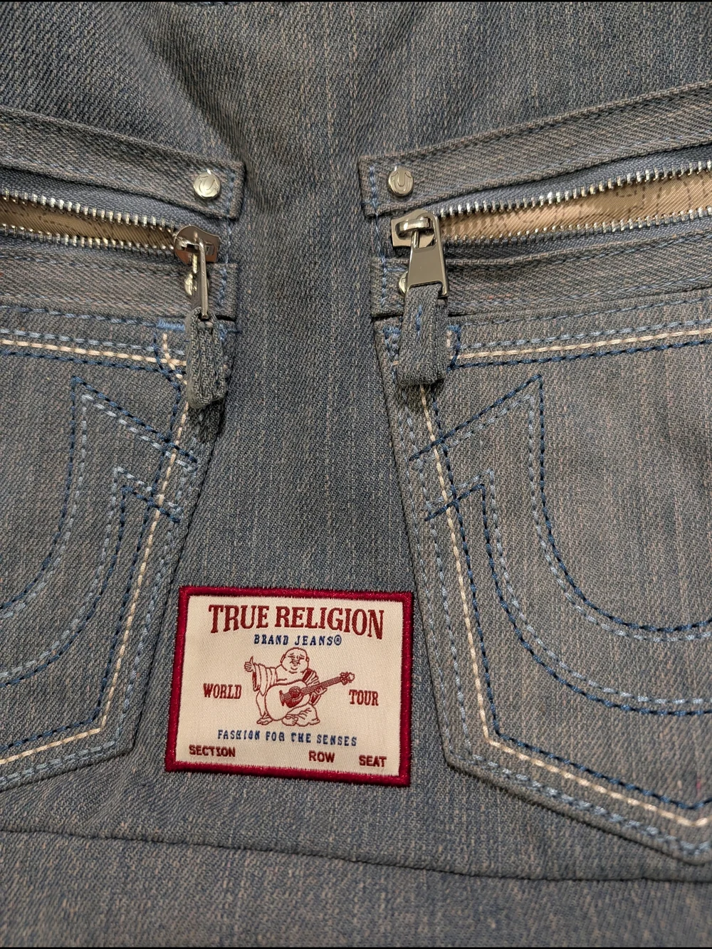 True Religion Denim Look Large Tote Bag Boho Patchwork Y2k